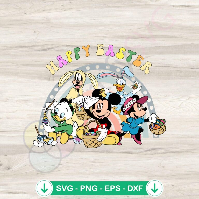 Funny Mickey Minnie Friends Easter SVG file for Cricut