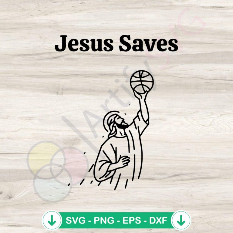 RetroJesus Saves Basketball SVG Files for Cricut - Play in Style! 2 Retro Jesus Saves basketball svg file for cricut cutting