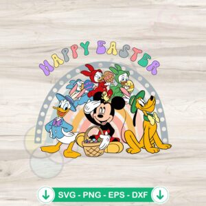 Retro Mickey Friends Happy Easter SVG file for Cricut cutting file