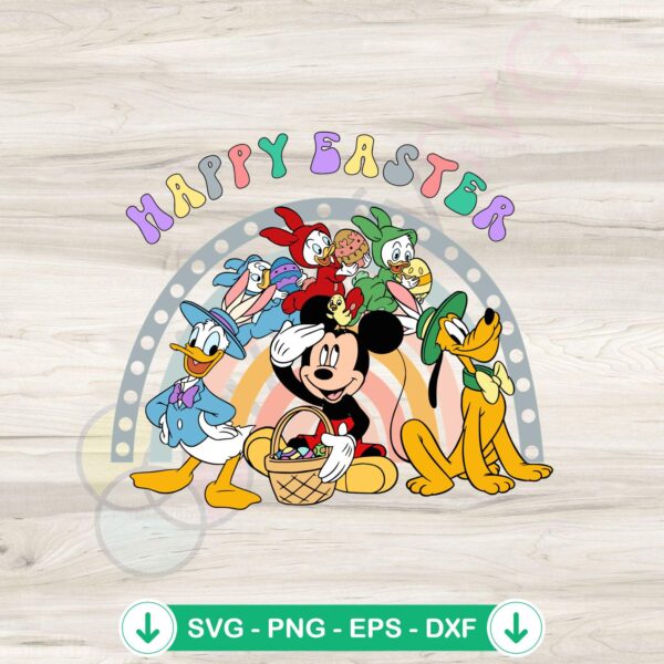 Retro Mickey Friends Happy Easter SVG file for Cricut cutting file