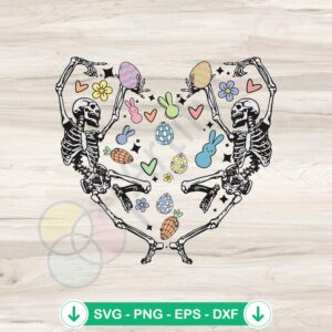 Easter Skeletons Dancing Heart SVG file for Cricut cutting projects