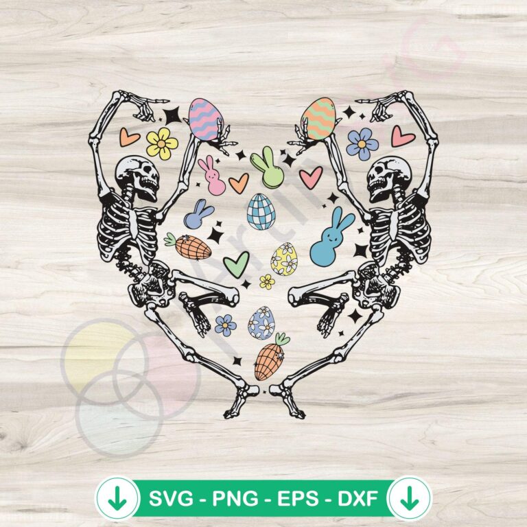 Easter Skeletons Dancing Heart SVG file for Cricut cutting projects