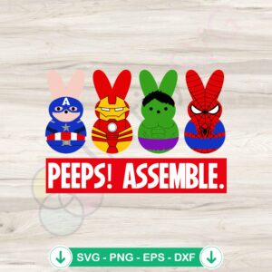 Peeps Assemble Easter Day Superhero svg file for cricut cutting machine
