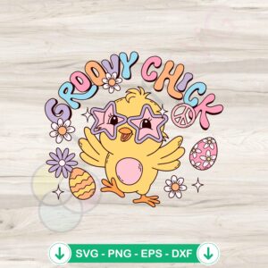 Groovy Chick Hippie Easter SVG file for Cricut cutting machine
