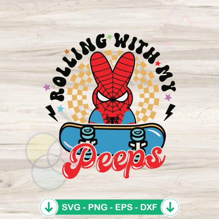 Funny Easter Superhero Rolling With My Peeps SVG Instant Download 2 Funny Easter Superhero SVG file for Cricut cutting machine