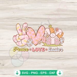 Retro Peace Love Easter Bunny SVG file for cricut and cutting