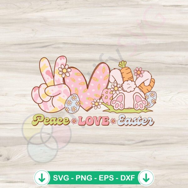 Retro Peace Love Easter Bunny SVG file for cricut and cutting