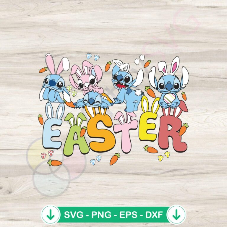 Retro Disney Lilo Stitch Easter SVG file for cutting machines