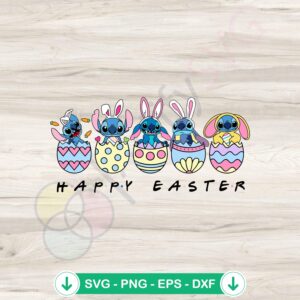 Funny Stitch Happy Easter Eggs svg file for cutting machines