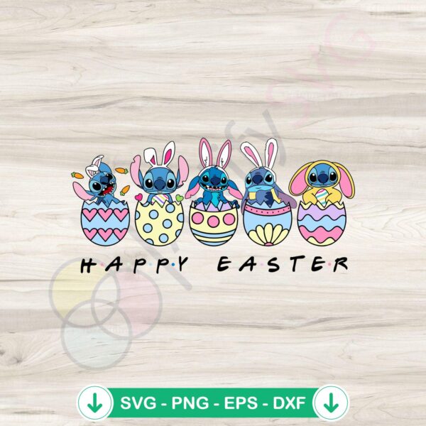 Funny Stitch Happy Easter Eggs svg file for cutting machines