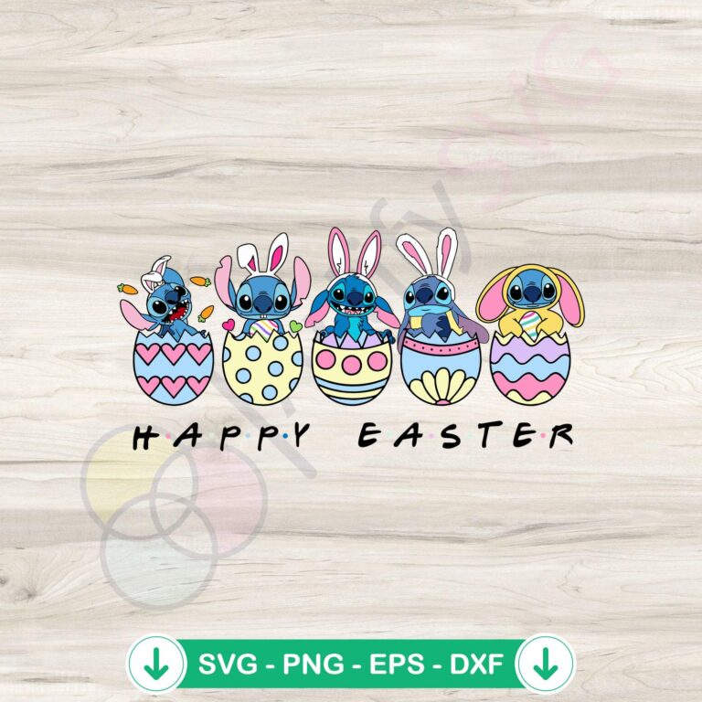 Funny Stitch Happy Easter Eggs SVG Clipart - Easter Holiday Digital Design 2 Funny Stitch Happy Easter Eggs svg file for cutting machines