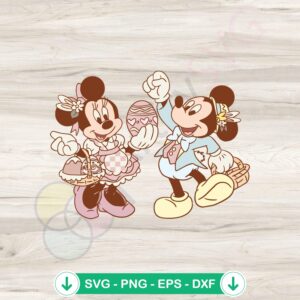 Mickey and Minnie Easter Eggs SVG file, cutting file, Disney design