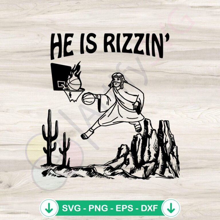 Funny Jesus Basketball SVG Digital Download | Rizzin Humor Design 2 Funny Jesus Basketball SVG file for Cricut and cutting machine