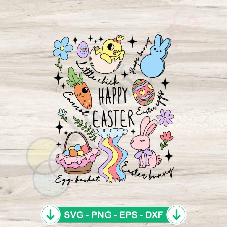 Happy Easter Little Chick Peeps Bunny SVG Instant Download 2 Happy Easter Little Chick Peeps Bunny SVG file for cutting machines