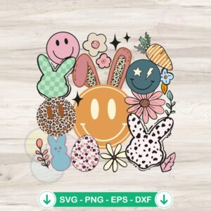Groovy Easter Bunny Smiley Face SVG file for Cricut cut file