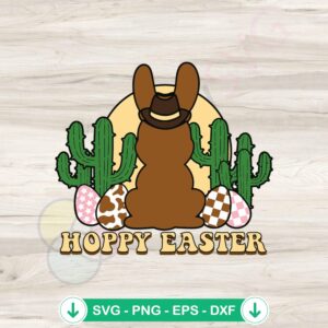 Hoppy Easter Bunny Cowboy Vintage SVG file for cutting machines