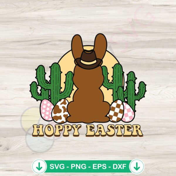 Hoppy Easter Bunny Cowboy Vintage SVG file for cutting machines