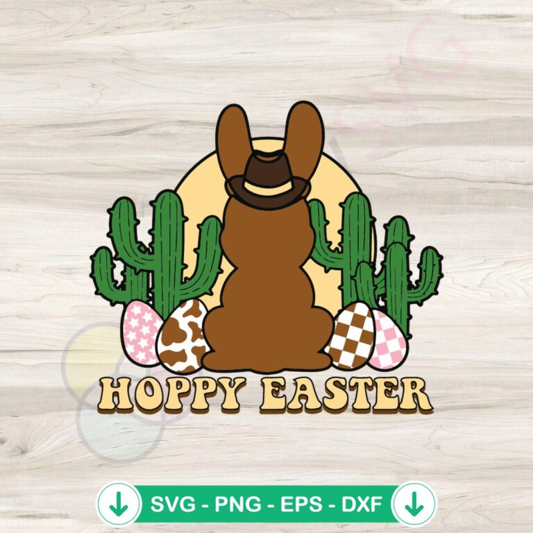 Hoppy Easter Bunny Cowboy Vintage SVG file for cutting machines