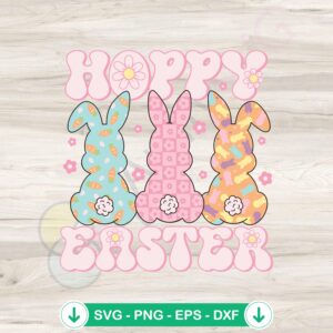 Groovy Bunny Hoppy Easter SVG file for Cricut cutting machine