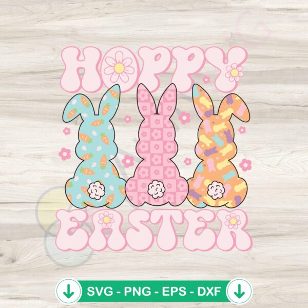 Groovy Bunny Hoppy Easter SVG file for Cricut cutting machine