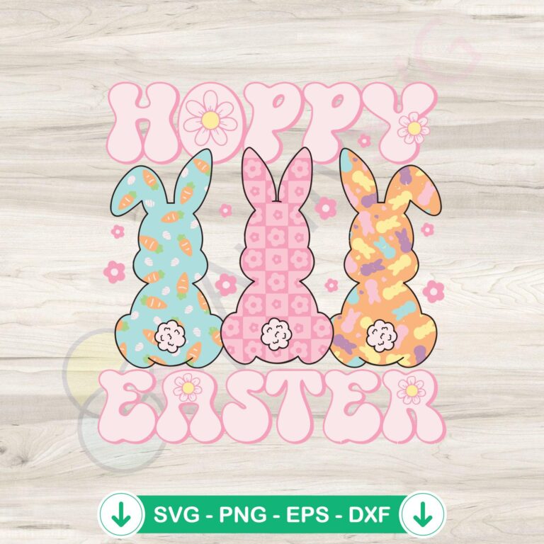 Groovy Bunny Hoppy Easter SVG file for Cricut cutting machine