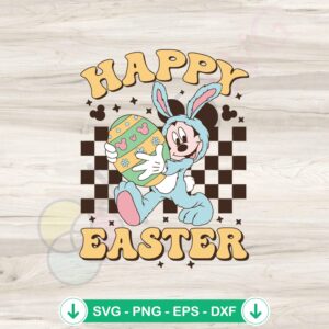Mickey Happy Easter Checkered SVG file for Cricut cutting machine