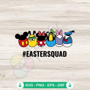 Funny Disney Characters Easter Squad SVG file for Cricut