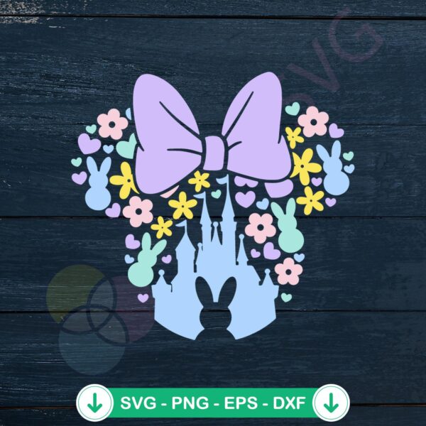 Easter Minnie Magic Kingdom Castle svg file for cutting machine