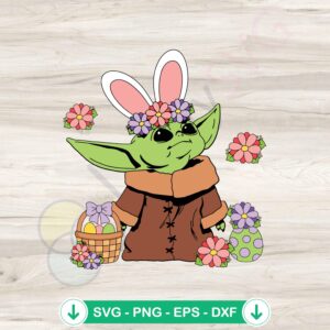 Floral Baby Yoda Easter Eggs svg file for cricut cutting