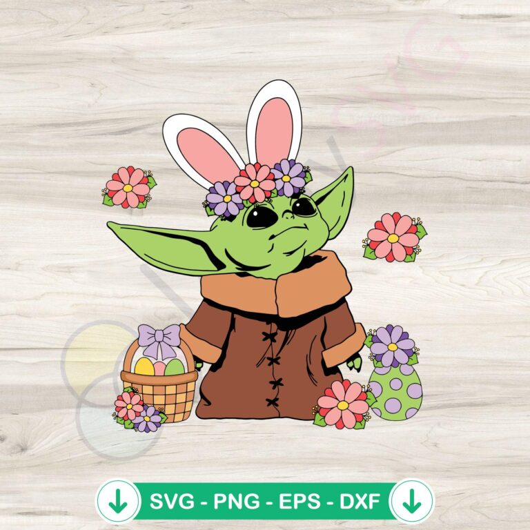 Floral Baby Yoda Easter Eggs svg file for cricut cutting