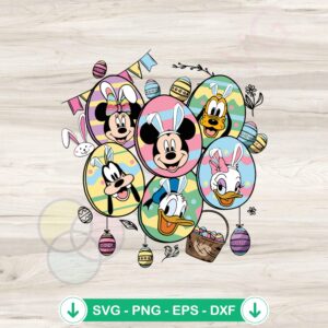 Mickey Friends Bunny Ears Easter Eggs svg file for cricut
