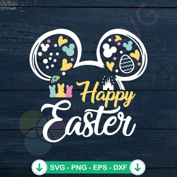 Happy Easter Disney Castle Mickey Ear SVG file for cutting machine