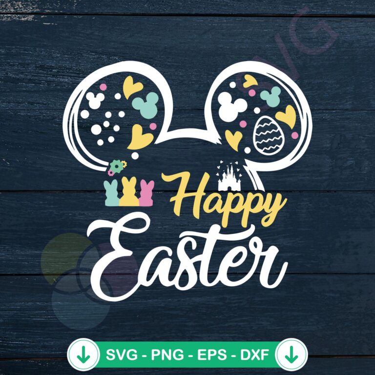 Happy Easter Disney Castle Mickey Ear SVG file for cutting machine