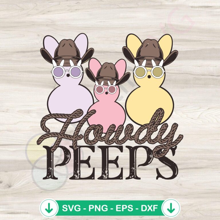 Vintage Howdy Peeps Easter Day SVG Clipart - Retro Easter Graphics 2 Vintage Howdy Peeps SVG file - Retro Easter cutting file