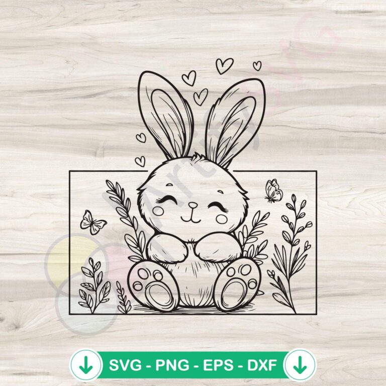Cute Bunny Garden Easter SVG Files for Cricut - Happy Holiday Designs 2 Cute Bunny Garden SVG file for Cricut cutting machine