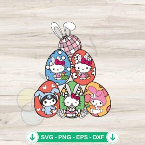 Happy Easter Bunny Kitty Eggs SVG file for crafting and cutting