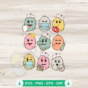Cute Easter Eggs RN Nurse SVG file for Cricut cutting machine