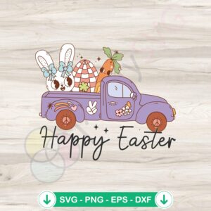 Happy Easter Bunny Truck SVG file for Cricut cutting file