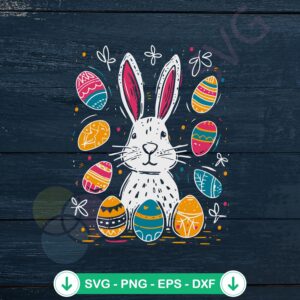 Funny Bunny Retro Easter Eggs svg file for Cricut cutting