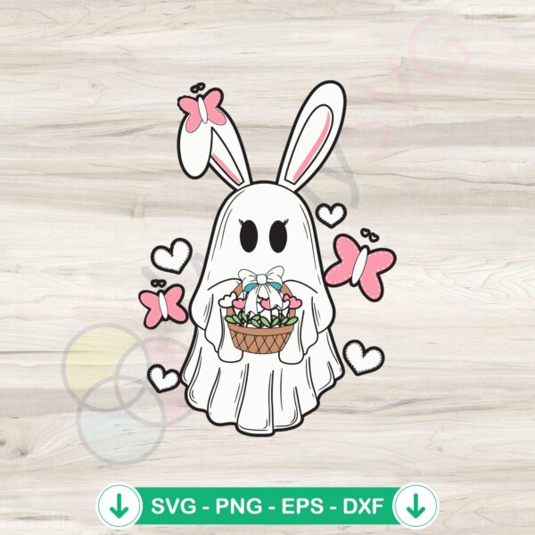 Retro Easter Ghost Rabbit SVG file for Cricut, cutting file