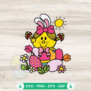 Groovy Happy Easter Little Miss svg file for cricut cutting