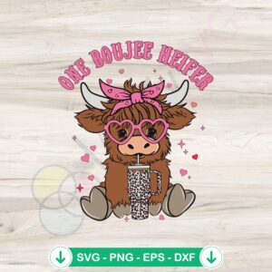 Cute Easter Highland Cow SVG file - Boujee Heifer cutting file