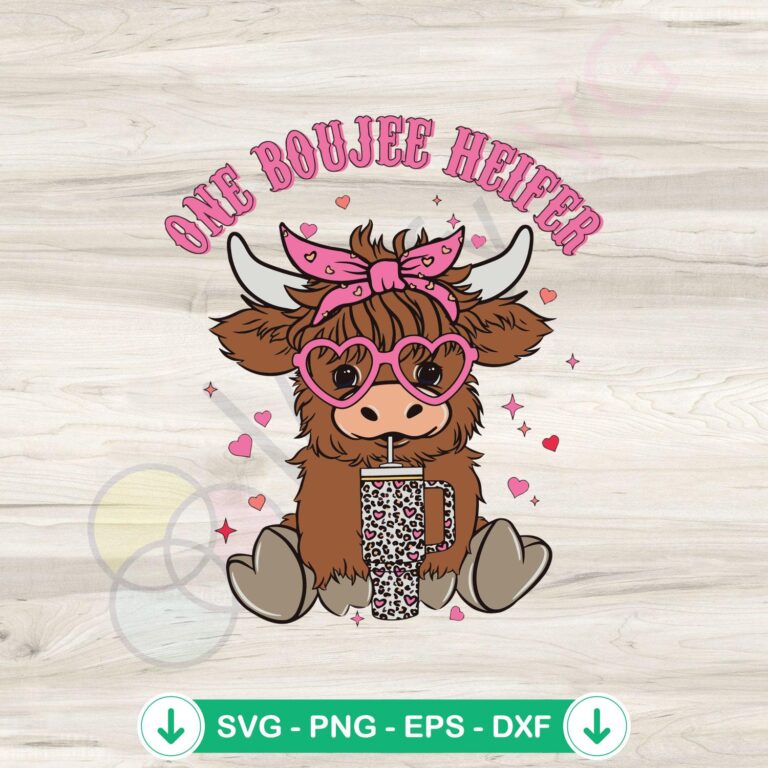 Cute Easter Highland Cow SVG file - Boujee Heifer cutting file