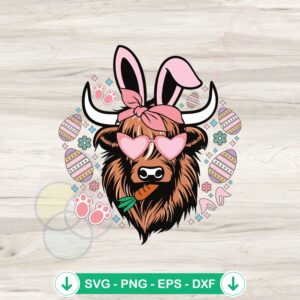 Groovy Highland Cow Easter Egg svg file, cutting file for crafts