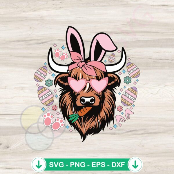 Groovy Highland Cow Easter Egg svg file, cutting file for crafts