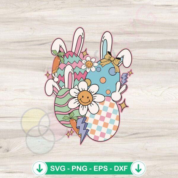 Happy Easter Bunny Eggs SVG file for Cricut cutting machine