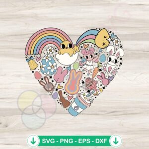 Retro Heart Easter Symbol SVG file for cutting machines