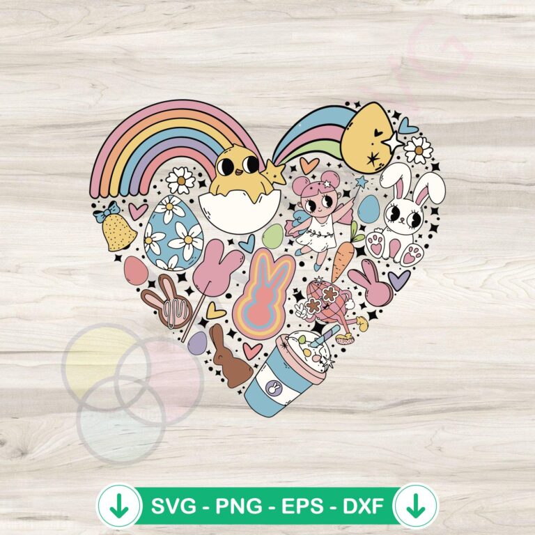 Retro Heart Easter Symbol SVG file for cutting machines