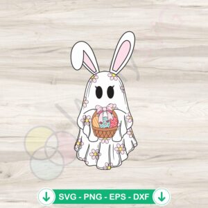 Cute Bunny Ghost SVG file for Easter, perfect for cutting machines