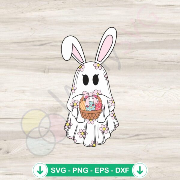 Cute Bunny Ghost SVG file for Easter, perfect for cutting machines